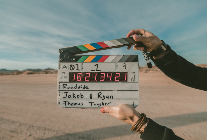 clapperboard film reel